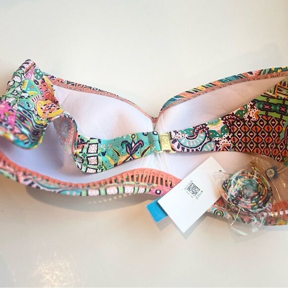 BLEU BY ROD BEATTIE Seriously Sunny Bandeau Bikini Top Multi swimsuit New - Picture 13 of 16